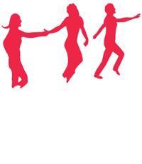 Graphic depicting a trio of dancing women